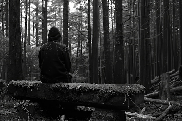 Free photo mysterious character in forest