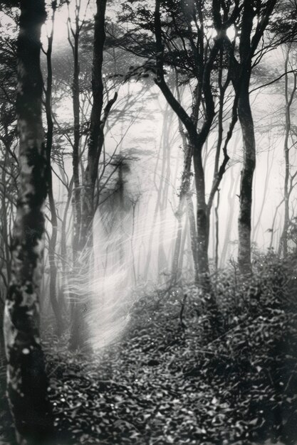 Free photo mysterious character in forest