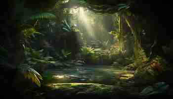 Free photo mysterious underwater adventure in a tropical rainforest landscape generated by artificial intelligence