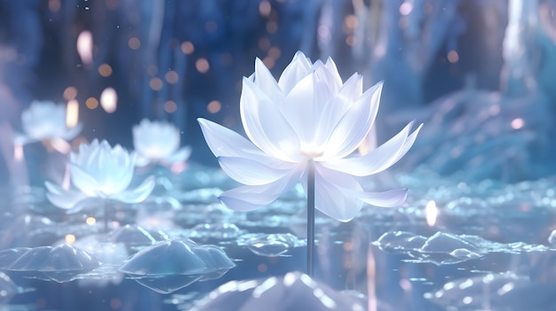 Free photo mystical 3d flowers with abstract world