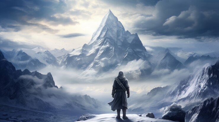 Free Photo mythical video game inspired landscape with human and nature