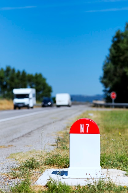 フランスのN7道路マイルストーン