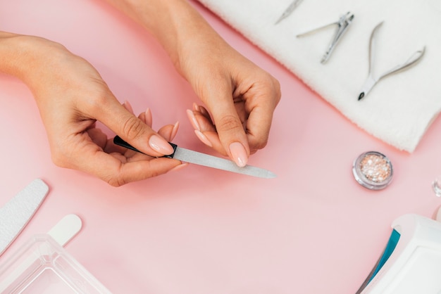 Nail hygiene and care flat lay