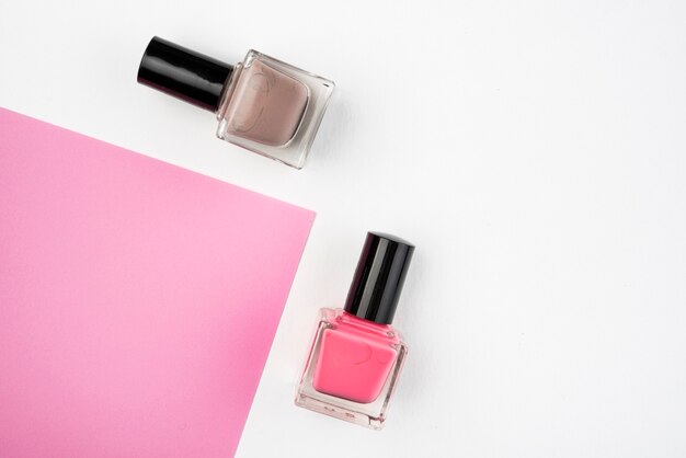 Free photo nail polish set with copy space