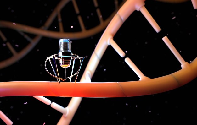 ナノボットは損傷したDNAの3Dイラストを修復しています