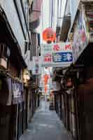 Free photo narrow japan street with sign