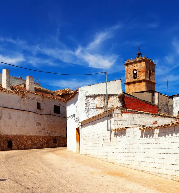 Narrow street in old town. El Toboso