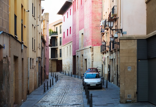 narrow street in spanish city.  Logrono