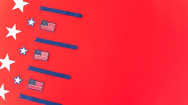 National flags stars and stripes on red surface