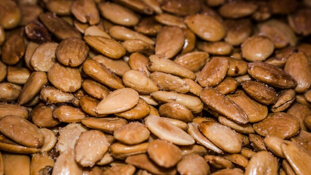 Natural almonds for sale on market