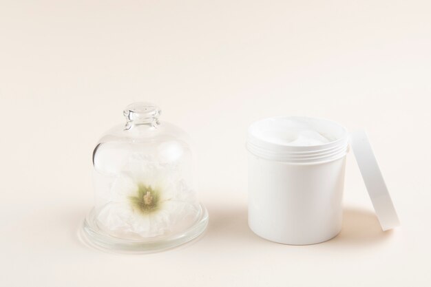 Natural body butter layout with plain background