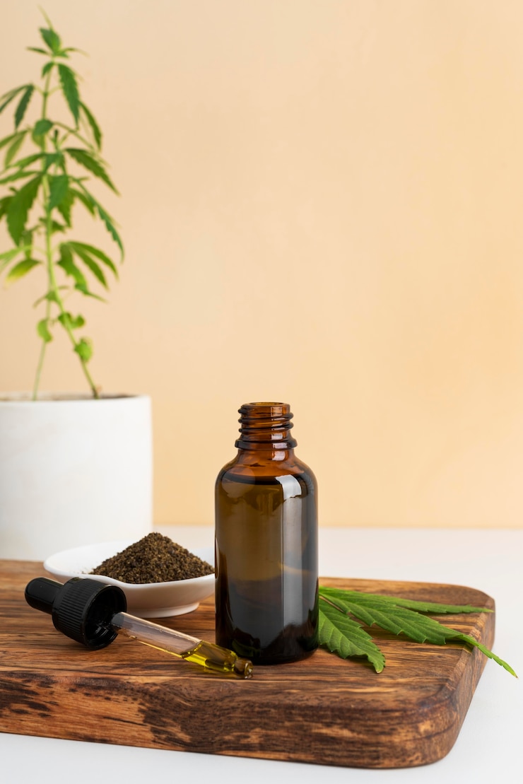 Free Photo natural cannabis oil bottle