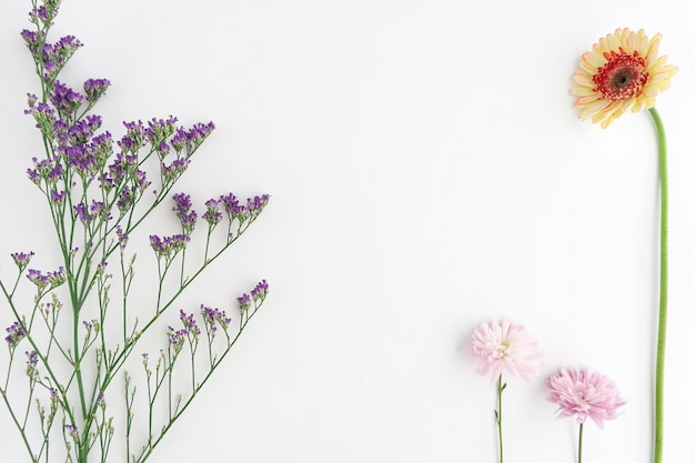 Natural composition with different types of flowers