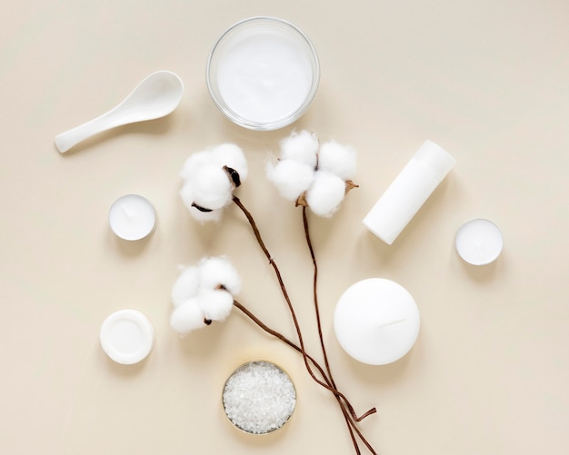 Natural cosmetics concept with cotton flower