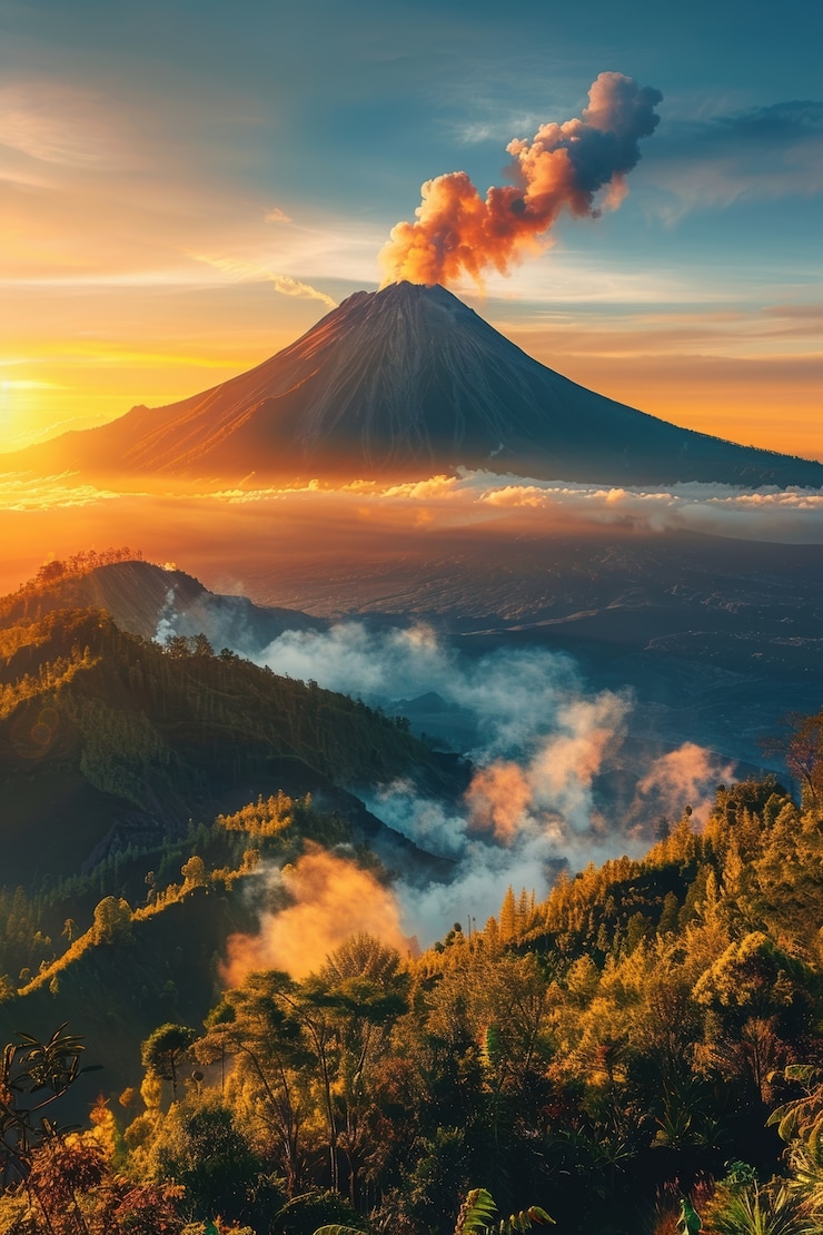 Free Photo natural disaster volcanic eruption