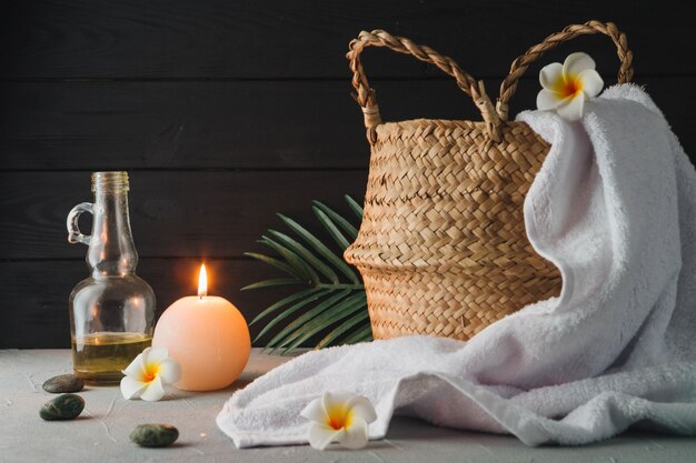 Natural elements for spa with candles