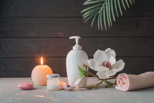 Natural elements for spa with candles