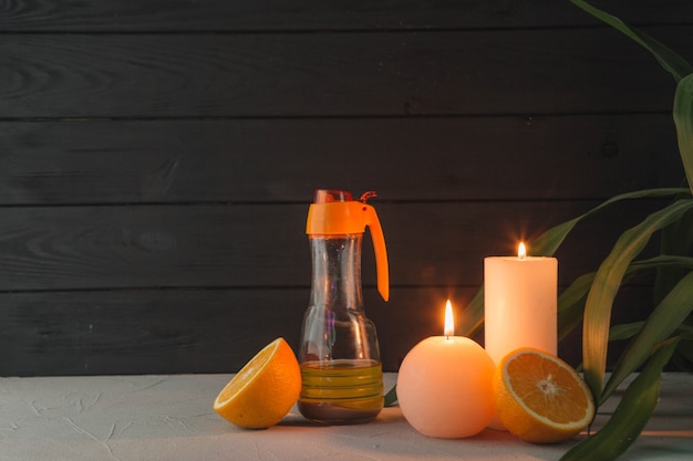 Natural elements for spa with candles