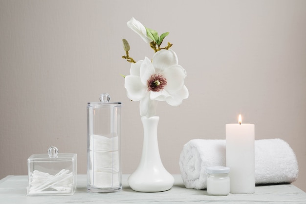 Free photo natural elements for spa with candles