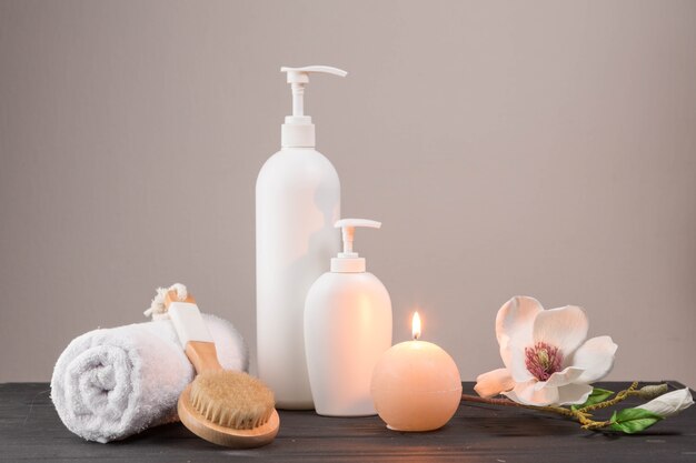 Natural elements for spa with candles