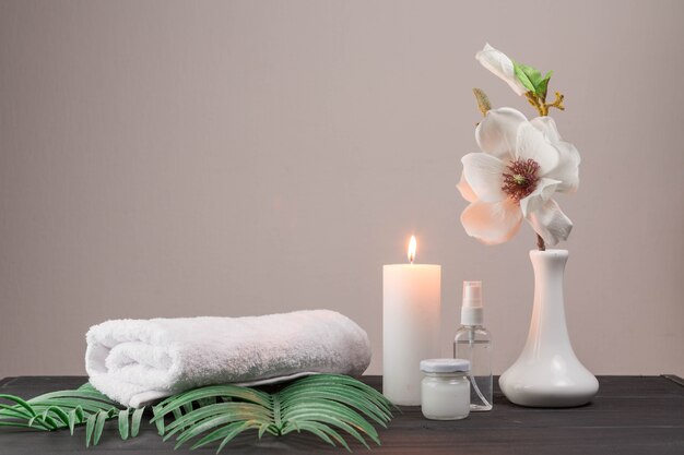 Natural elements for spa with candles