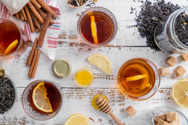 Free photo natural herbal tea with honey