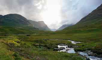 Бесплатное фото Природный ландшафт нагорья в шотландии