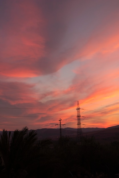 Free photo natural landscape with sunset