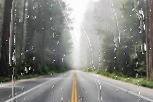 雨滴のある窓を通る自然なルート