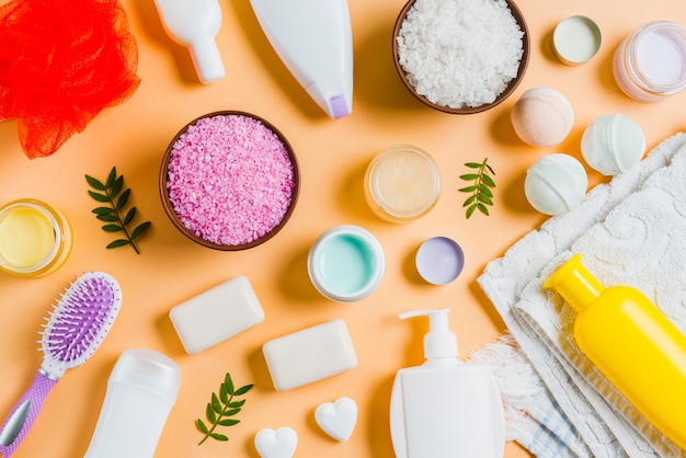 Natural skincare cosmetic product on an orange background