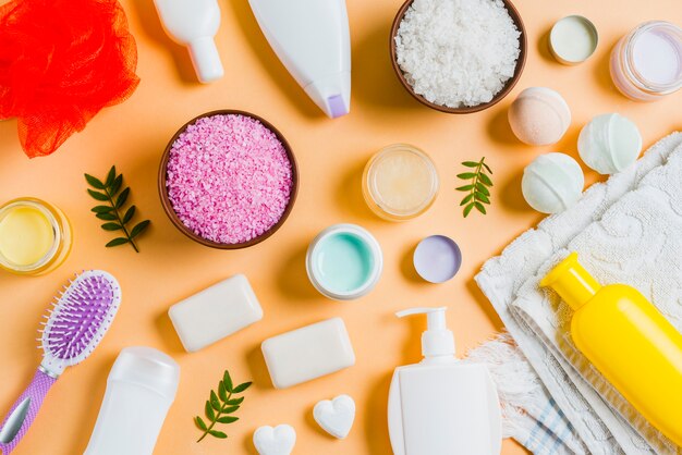 Natural skincare cosmetic product on an orange background