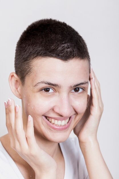 natural smiley woman looking at camera