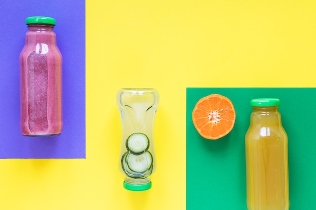 Natural smoothies on table