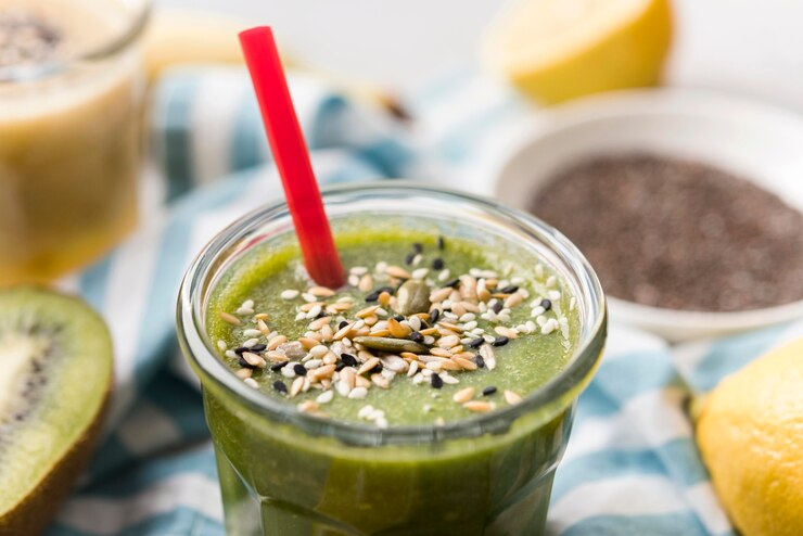 Free Photo natural smoothies with seeds