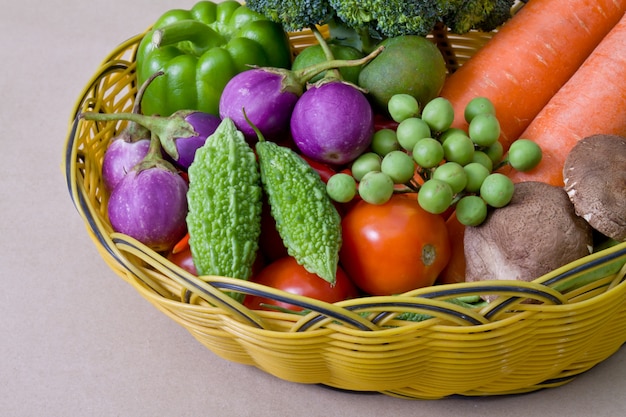 Free photo nature basket harvest bitter gourd lemon