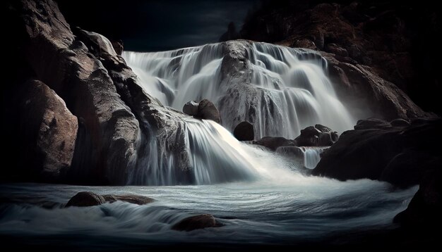 無料写真 aiによって生成された水の岩と風景の自然の美しさ