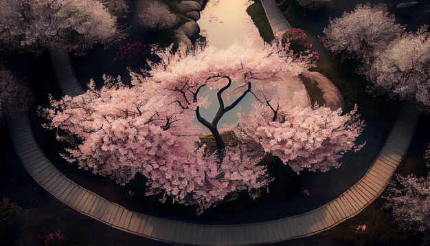 Nature beauty plant flower tree blossom generated by AI