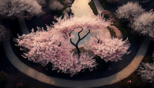 Nature beauty plant flower tree blossom generated by AI