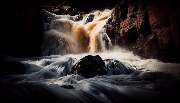 Free photo nature flows with wet blurred motion waterfalls generated by ai