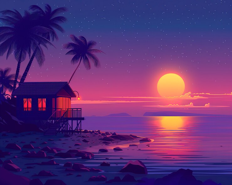 Free Photo nature landscape of hawaii with digital art style