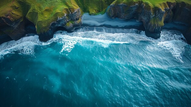 Nature landscape with black sand on beach