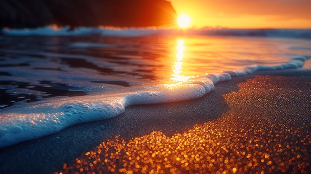 Free photo nature landscape with black sand on beach