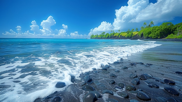 Free photo nature landscape with black sand on beach