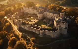 Free photo nature landscape with castle building