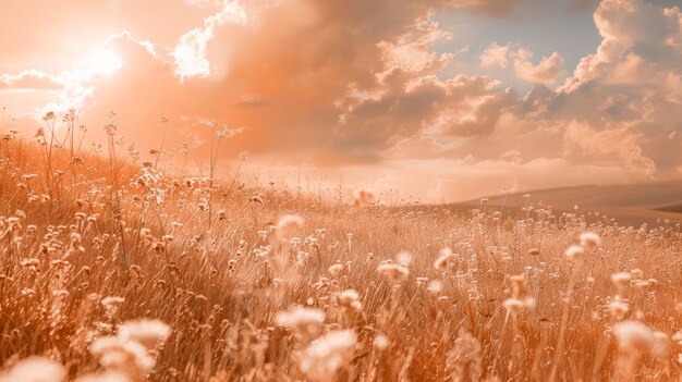 Nature landscape with dreamy aesthetic and color of the year tones