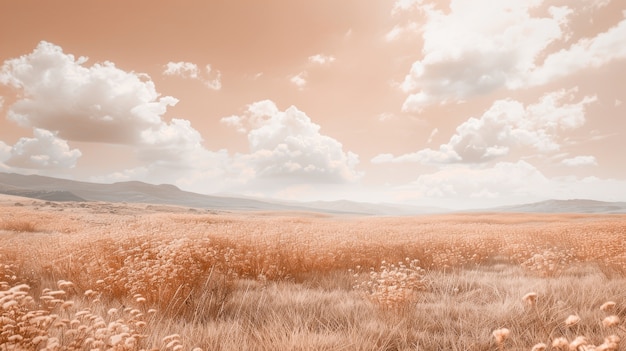 Nature landscape with dreamy aesthetic and color of the year tones