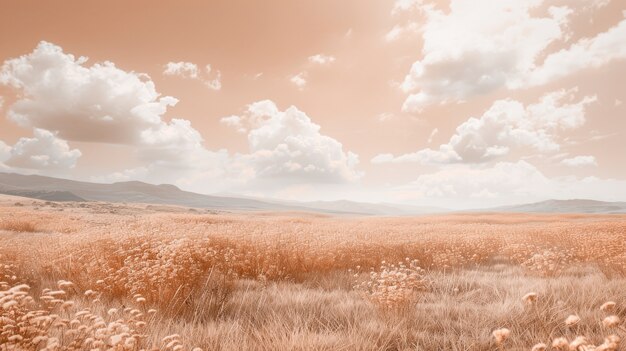 Nature landscape with dreamy aesthetic and color of the year tones