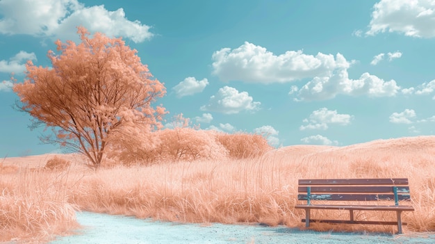 Nature landscape with dreamy aesthetic and color of the year tones