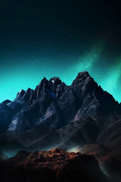 Free photo nature landscape with mountains and starry night sky