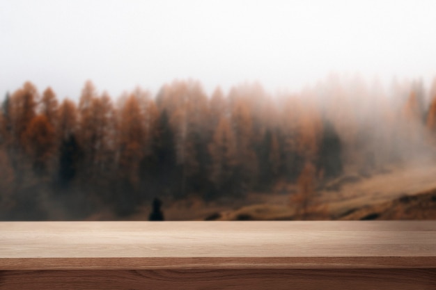 Nature product backdrop, pine tree and mountain